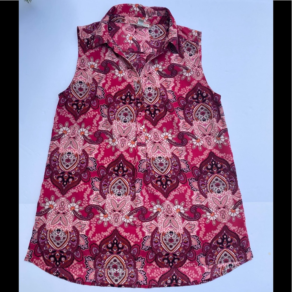 Dana Buchman Pretty Pink Paisley TOP  Size Large
